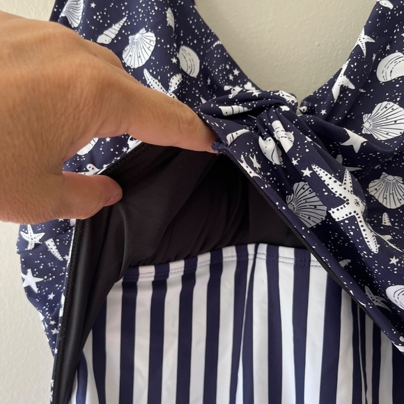 Tribal Sport XL Navy UPF 50 V neck One Piece Swimsuit Stretch Tummy Control NWOT - Picture 5 of 9